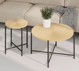 Radial - Pattern Coffee And End Table Set Waterproof Cover, Distressed Cylindrical Design (Set of 2) - Furniture Home Direct
