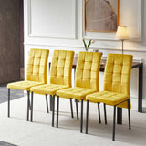 5 Piece Dining Set Including Velvet High Back Nordic Dining Chair & Creative Design Dining Table - Furniture Home Direct