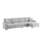 Modern Oversized Sectional Sofa, L-Shaped Luxury Couch Set With 2 Free Pillows, 5 Seat Chenille Indoor Furniture With Chaise For Living Room - Furniture Home Direct