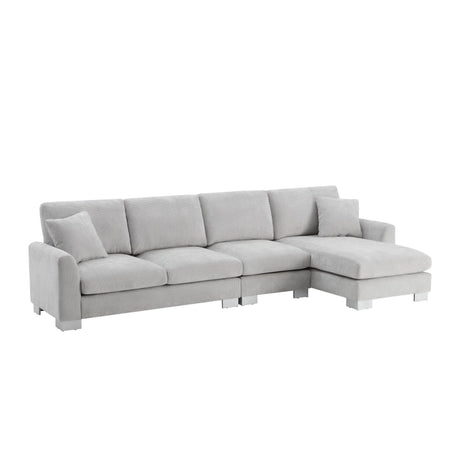 Modern Oversized Sectional Sofa, L-Shaped Luxury Couch Set With 2 Free Pillows, 5 Seat Chenille Indoor Furniture With Chaise For Living Room - Furniture Home Direct