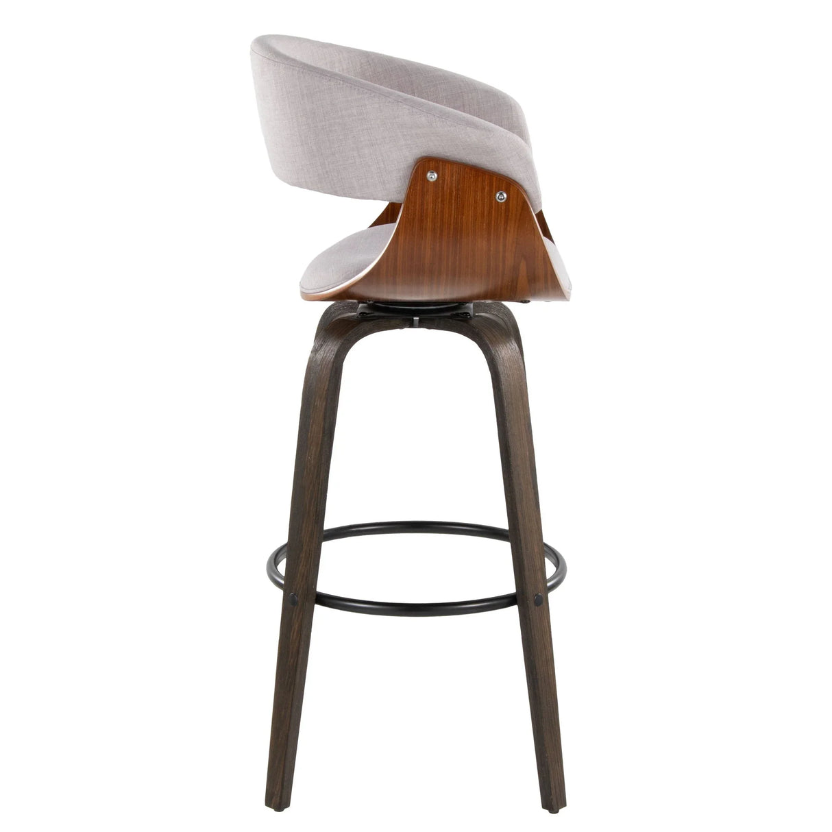 Vintage Mod - Mid Century Modern Fixed Height Barstool With Swivel & Round Footrest (Set of 2) - Furniture Home Direct