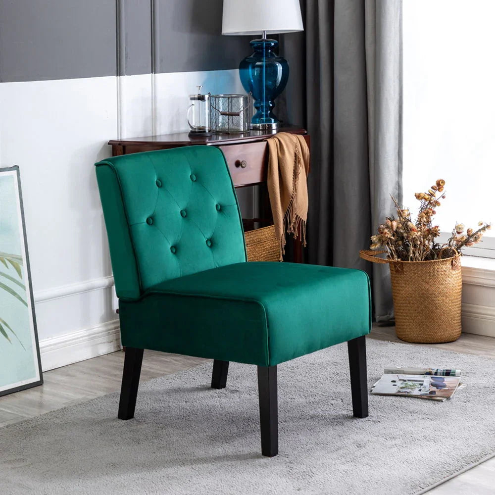 Reese - Living Room Armless Button Tufted Pattern Accent Chair (Set of 2) - Furniture Home Direct