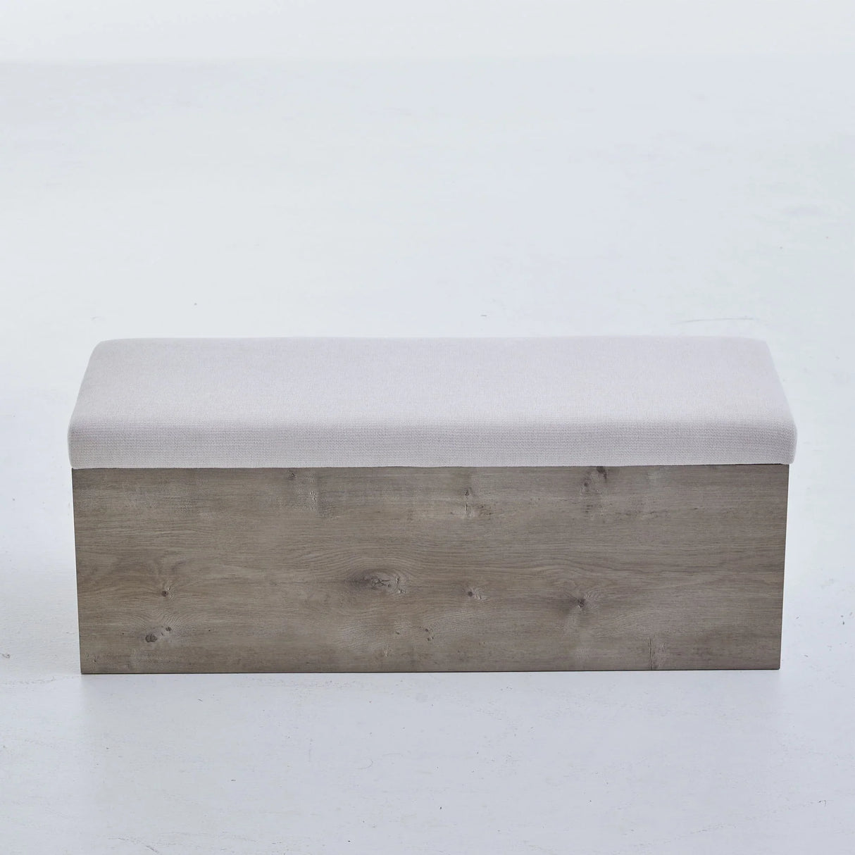 Shelton - Upholstered Flip Top Storage Bench - Ivory / Light Gray / Camel Oak - Furniture Home Direct