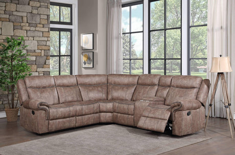 Sectional Sofa Manual Reclining USB Port Chocolate - Furniture Home Direct