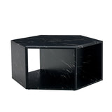 Coffee Table Hexagonal Textured Marble Look Accent Black - Furniture Home Direct