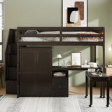 Loft Bed With Stairs, Bookshelf, Drawers, Desk & Wardrobe, Space Saving Multifunctional Furniture - Furniture Home Direct