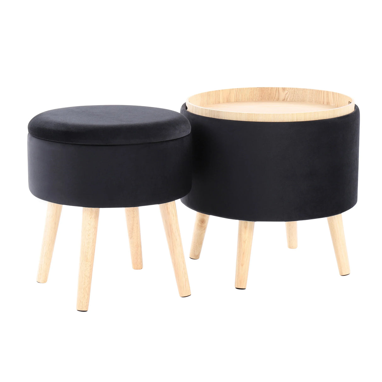 Tray - Contemporary Storage Ottoman With Matching Stool - Furniture Home Direct