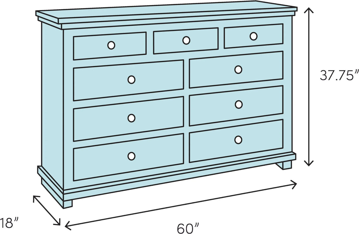 7 Seven Drawer Dresser - Cherry - Furniture Home Direct