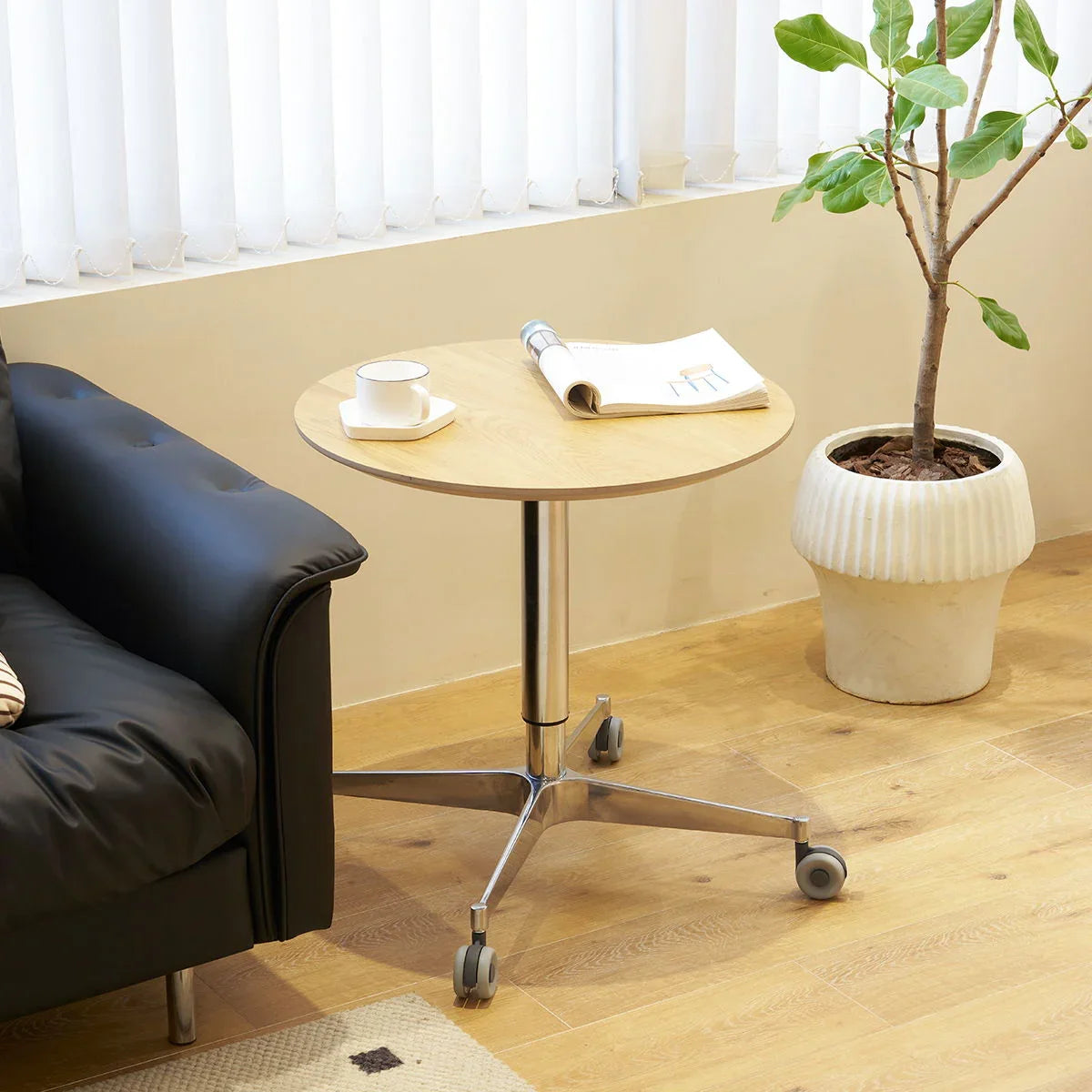Movable, Adjustable, 360 Swivel Table With Star Base - Furniture Home Direct