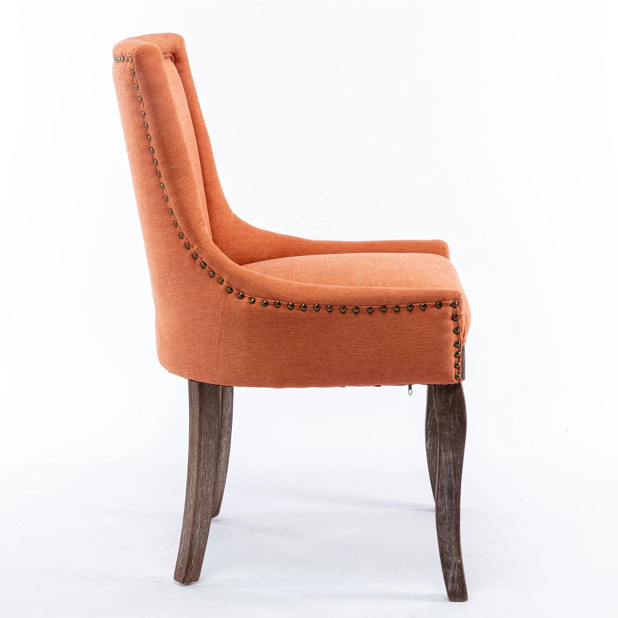 Ultra Side Dining Chair,Thickened Fabric Chairs With Neutrally Toned Solid Wood Legs, Bronze Nail Head (Set of 2) - Furniture Home Direct