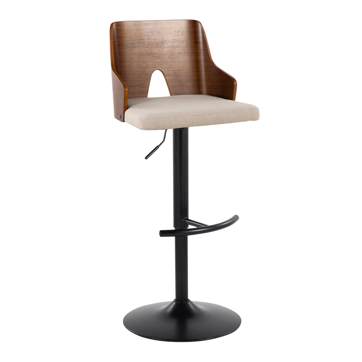 Ariana - Mid Century Modern Adjustable Barstool Stool With Swivel With Rounded T Footrest (Set of 2) - Furniture Home Direct