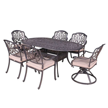 Oval Aluminum Dining Set With Cushions - Furniture Home Direct