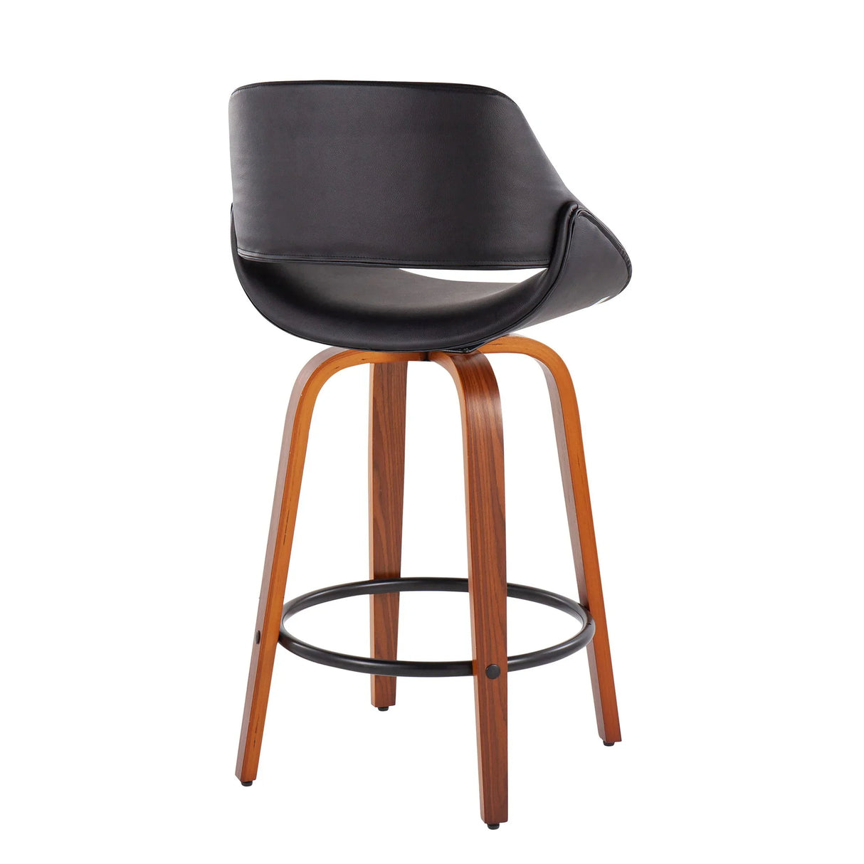 Fabrico - Mid Century Modern Fixed Height Counter Stool And Round Footrest (Set of 2) - Furniture Home Direct