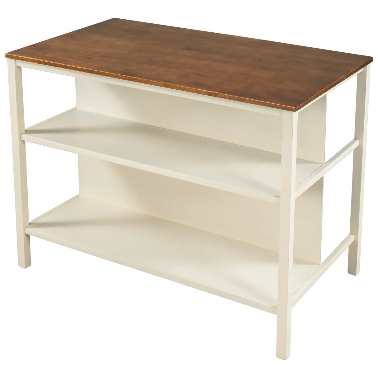 Kitchen Island Set With Stools 45 Inch Top Walnut Off White - Furniture Home Direct
