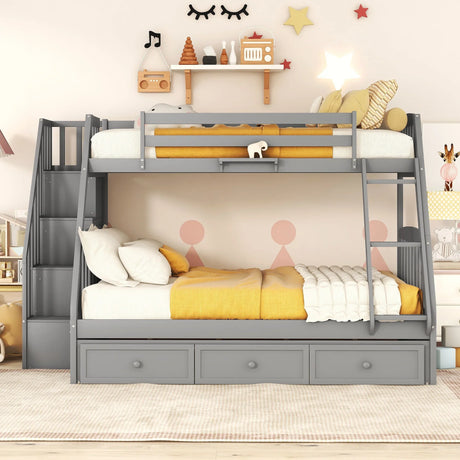 Bunk Bed With Drawers, Ladder And Storage Staircase - Furniture Home Direct