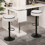 Counter Stool Round Linen Upholstered Seat Off White - Furniture Home Direct