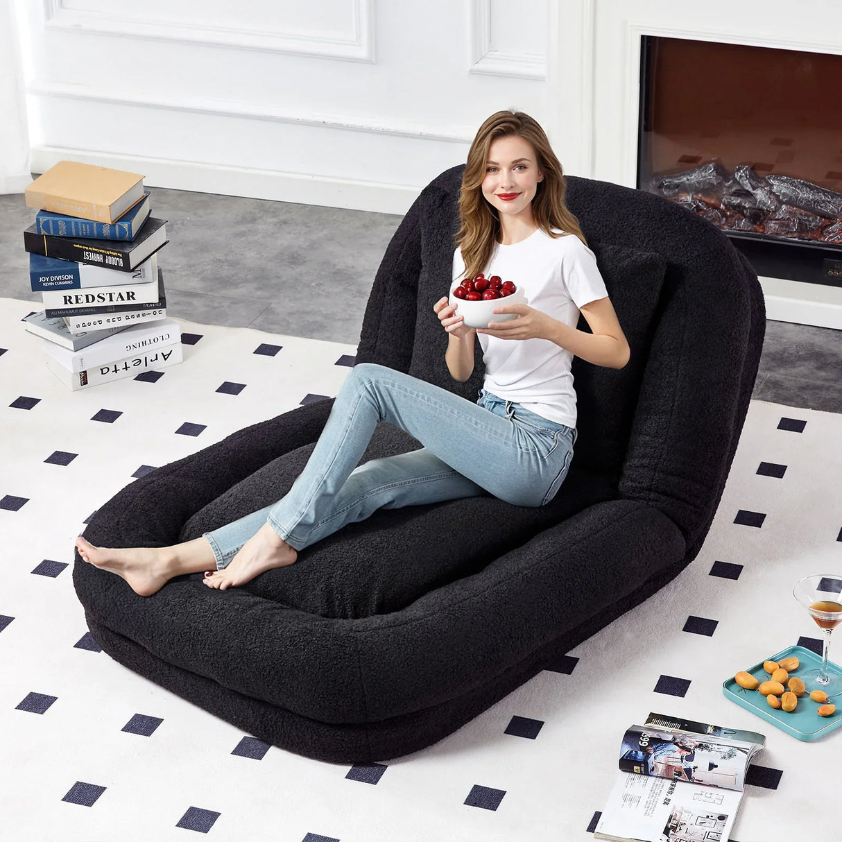 Contemporary Folding Sofa Chair With 5 Adjustable Positions For Gaming, Meditation, And Relaxation - Furniture Home Direct