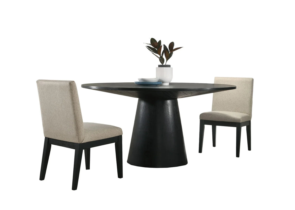 Jasper - Wide Contemporary Round Dining Table With Fabric Chairs Set - Furniture Home Direct