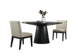 Jasper - Wide Contemporary Round Dining Table With Fabric Chairs Set - Furniture Home Direct