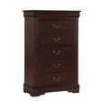Contemporary Louis Philip Cherry Chest With Five Drawers Solid Wood Ample Storage - Cherry - Furniture Home Direct