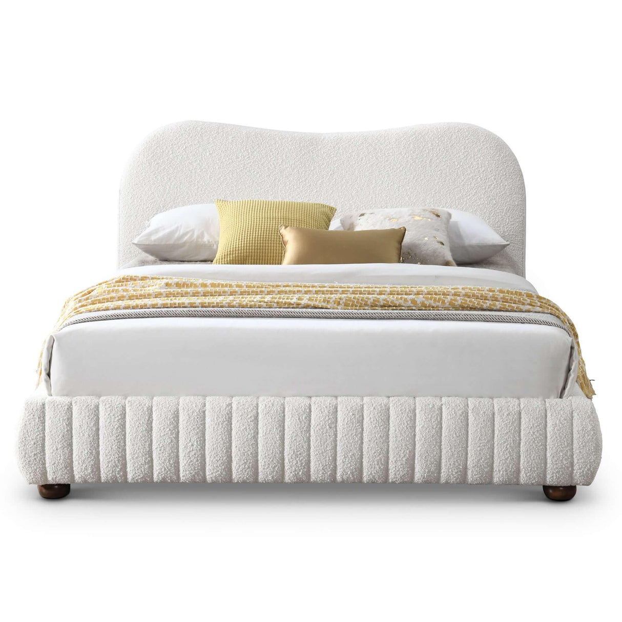 Norme - Queen Size Upholstered Low Profile Platform Bed - Cream - Furniture Home Direct