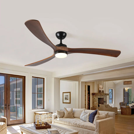 Solid Wood Ceiling Fan With Lights And Remote Control Indoor Outdoor Ceiling Fan 3 Wooden Blades Modern Ceiling Fan For Porch Living Room Bedroom - Furniture Home Direct