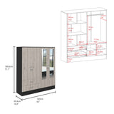 Armoire With Full Length Mirror Doors And Drawers Beige - Furniture Home Direct