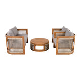 4 Piece Outdoor Set With Barrel Style Chairs - Brown - Furniture Home Direct