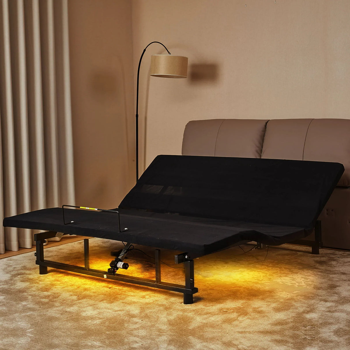Adjustable Bed Base Frame Queen With Head And Foot Incline Wireless Remote - Antique Black - Furniture Home Direct