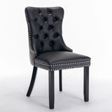 Nikki - Modern, High-End Tufted Solid Wood Contemporary PU And Velvet Upholstered Dining Chair With Wood Legs Nailhead Trim (Set of 2) - Furniture Home Direct