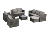 6 Piece Wicker Patio Set With Glass Table - Furniture Home Direct