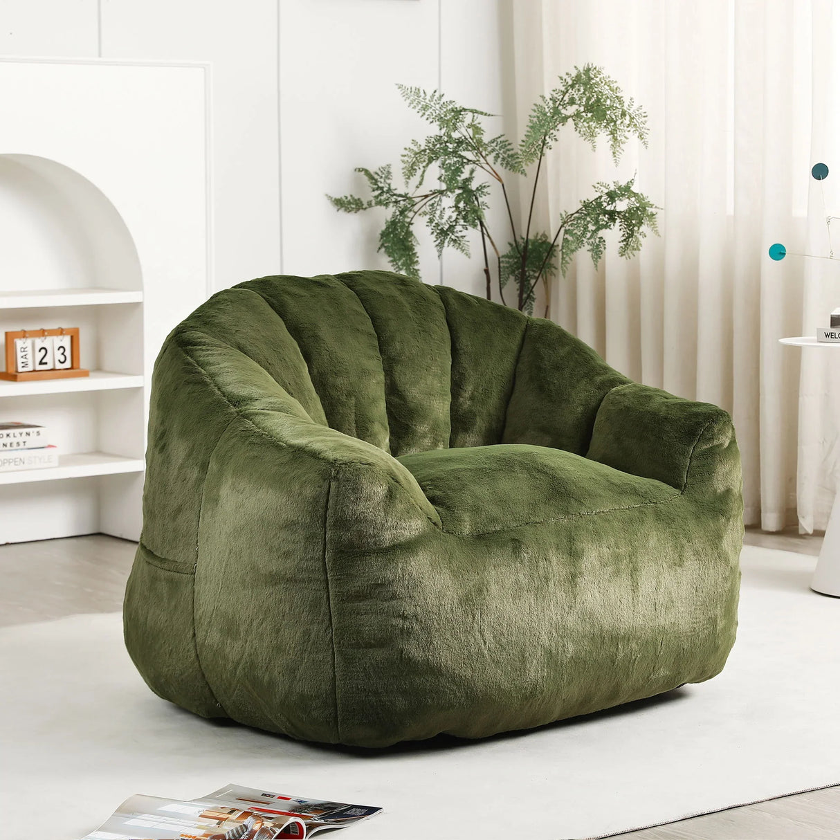 Beanbag Chair, Beanbag Sofa Chair With Armrests Stuffed High Density Foam - Furniture Home Direct