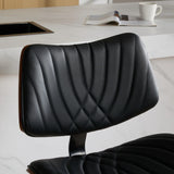 Counter Stool Adjustable PU Leather Upholstered Black - Furniture Home Direct