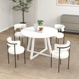 Dining Set Round With Boucle Chairs Modern Compact White - Furniture Home Direct