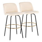Toriano - Contemporary Fixed Height, Barstool With Swivel & Round Footrest (Set of 2) - Furniture Home Direct
