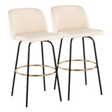 Toriano - Contemporary Fixed Height, Barstool With Swivel & Round Footrest (Set of 2) - Furniture Home Direct