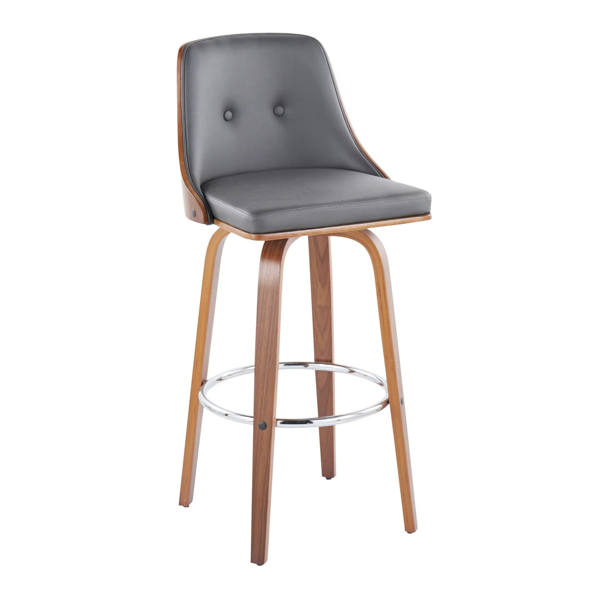 Gianna - Mid Century Modern Fixed Height Barstool With Swivel With Round Footrest (Set of 2) - Furniture Home Direct