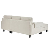 Sleeper Sectional Chenille L Shaped With Chaise Beige - Furniture Home Direct