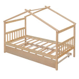Wooden House Bed With Twin Size Trundle - Furniture Home Direct