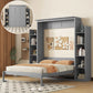Wall Murphy Bed With Shelves And LED Lights - Furniture Home Direct