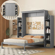 Wall Murphy Bed With Shelves And LED Lights - Furniture Home Direct