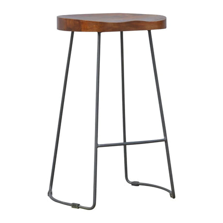 Industrial Chunky Bar Stool - Chestnut - Furniture Home Direct