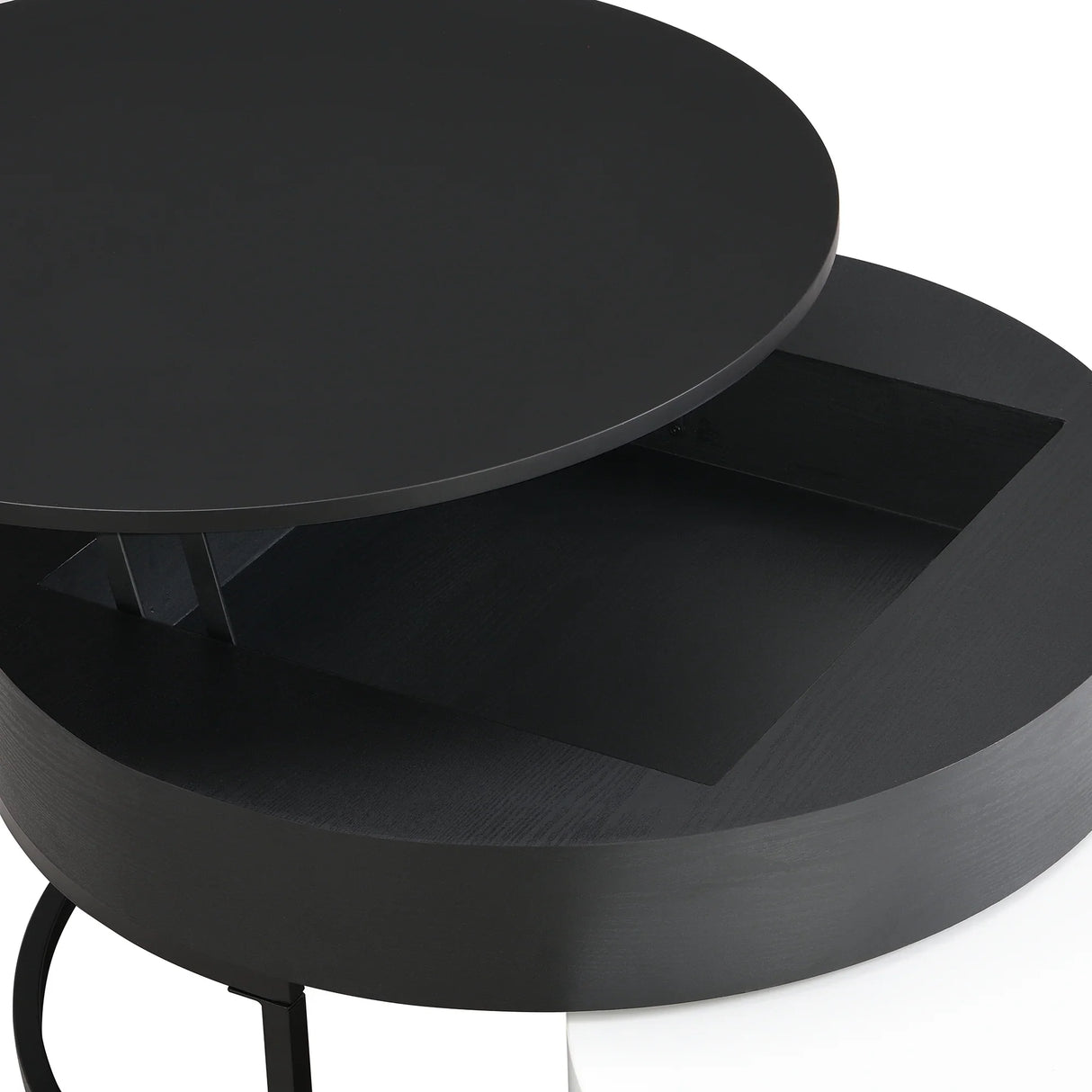 Nesting Coffee Tables Round Lift-Top Modern Black and White - Furniture Home Direct
