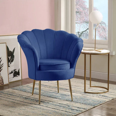 Angelina - Velvet Scalloped Back Barrel Accent Chair With Metal Legs - Furniture Home Direct