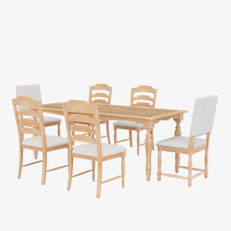 Topmax - Vintage Traditional Extendable Dining Table Set With Removable Leaf - Furniture Home Direct
