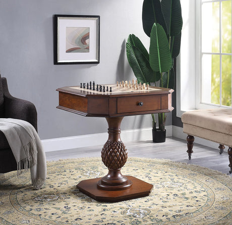 Bishop - Reversible Chess Checker Game Table With Game Tray (Chess Fingures Not Included) - Cherry - Furniture Home Direct