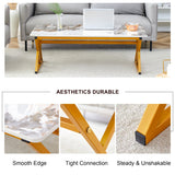Coffee Table Marble Pattern Rectangular Gold Frame White - Furniture Home Direct