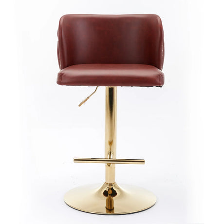 Counter Height Bar Stool Tufted Leather Swivel Burgundy - Furniture Home Direct