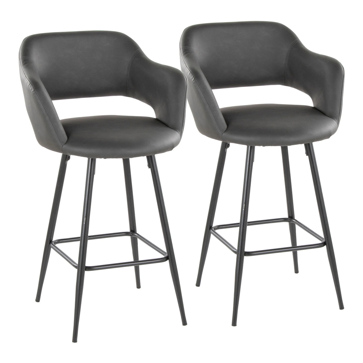 Margarite - Contemporary Fixed Height Counter Stool With Square Footrest (Set of 2) - Furniture Home Direct