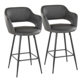 Margarite - Contemporary Fixed Height Counter Stool With Square Footrest (Set of 2) - Furniture Home Direct